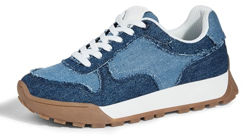 LUCKY STEP Scarpe da Ginnastica Donna con Plateau in Tela - Sneakers Casual con Lacci, Stile retrò per Tennis, Camminata, Corsa e Moda (Blu Denim, 9US-40EU-7UK)