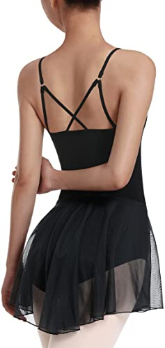 DANSHOW Damen-Tanztrikot mit Leibchen Balletttrikot mit Rock Hohle zurück Tanztrikot für Damen Vollständiges Frontfutter(23908-06-L)
