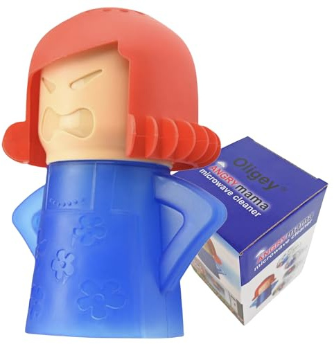 Angry Mama Mikrowellenreiniger nur mit Wasser und Essig, reinigt Ihre Küche einfach und sicher ohne chemischen Dampf, Oligey wiederverwendbarer, süßer Dampfentferner als schönes Werkzeug und Geschenk