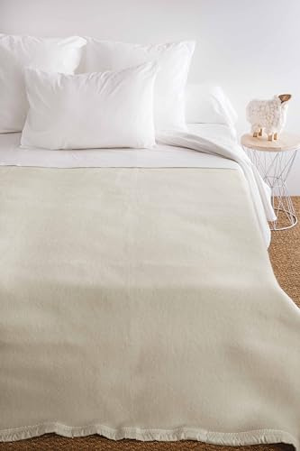 Toison d'or Volta Woolmark Wolldecke, 220 cm x 240 cm, Natur