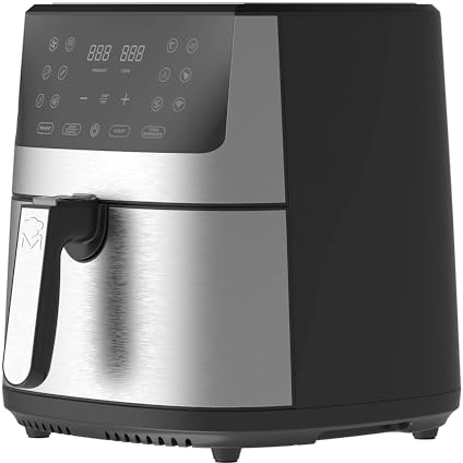 MasterPro iRocket 800 MP - Freidora de Aire 6 L - 1800W de Potencia - Sin Aceite - Diseño Moderno en Negro - Pantalla LED Táctil - Cesta Antiadherente Extraíble - Control de Temperatura de 80 a 200ºC