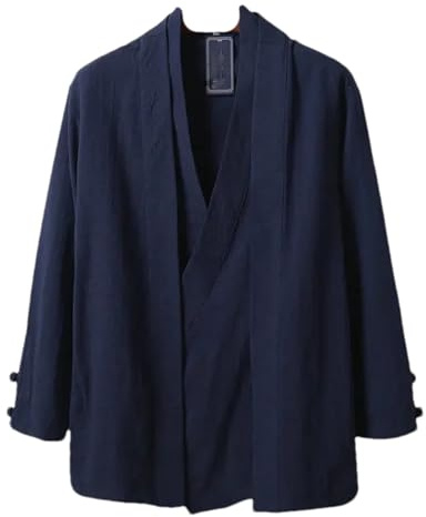 Chinese Style Men Linen Hanfu Cardigan Tops Tea Kung Fu Shirts Japanese Kimono Jackets Coats Robe Oriental Clothing
