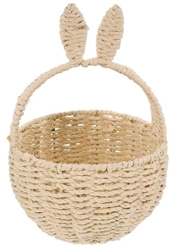 PRETYZOOM Osterkorb Mit Hasenohren Geflochtener Osterhasenkorb Aus Weide Ostersüßigkeiten-Eierkörbe Hasen-Ernte-Blumenmädchenkörbe Geflochtener Picknick-Weinkorb Für Party