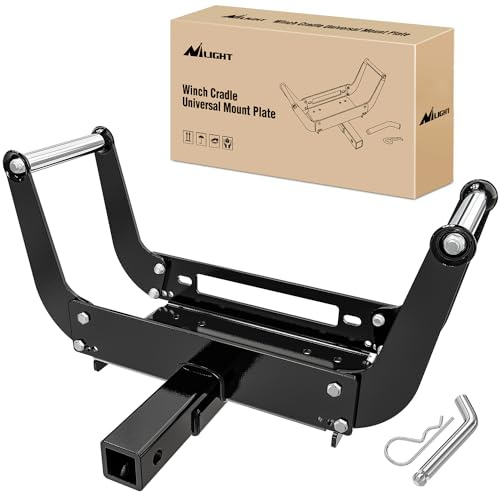 Nilight Winch Cradle Universal Mount Plate 10 x 4 1/2 Winch Bracket Winch Mounting 2 Inch Receiver Hitch 8000-13,000 Lb Capacity Recovery Winches Foldable