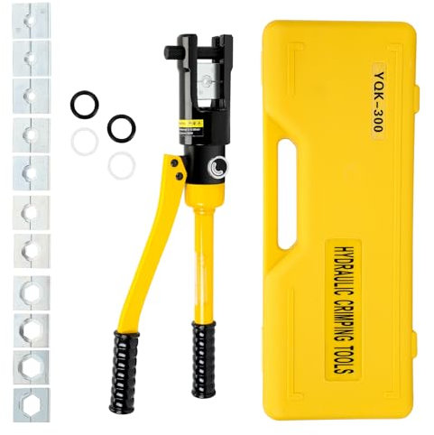 Daromigo 13T - Crimpadora hidráulica para Conexiones Cables Electricos (16-300 mm², incluye 11 plantillas hexagonales, para terminales de cable y tubos de cobre)
