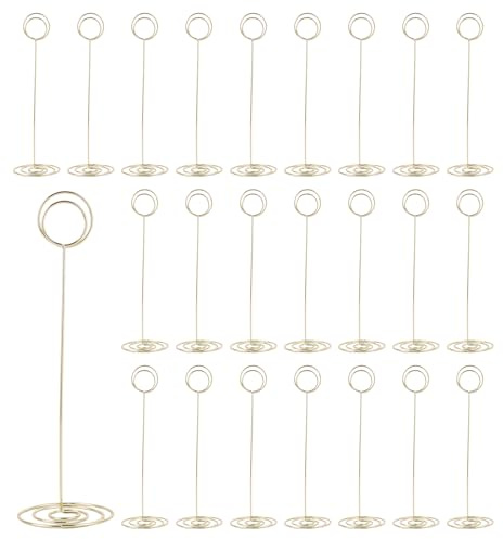 APACALI 24 Stück Tischnummernhalter gold, 22 cm Tischkartenhalter Metall, Fotohalter Kartenhalter, Tischkartenhalter Gold für Hochzeiten, Menükartenhalter für Restaurant Tisch Party
