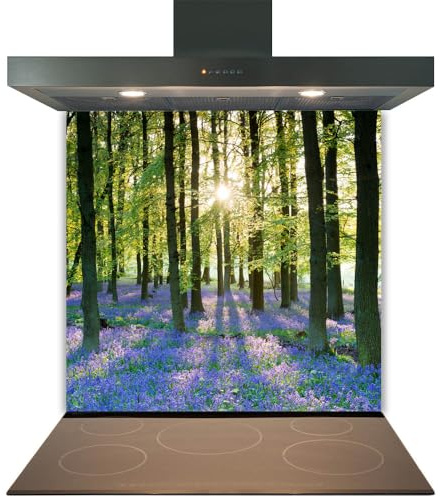 Glass Kitchen Splashback Panel – Design 2016, 60x70cm, 6mm Toughened Heat Resistant Tempered Glass Hob Backsplash with Polished Edges, Easy Clean Cooker Wall Protector for Modern Kitchen Cooker & Hob