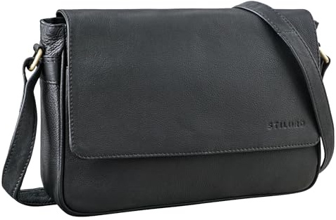STILORD Ruth Damen Handtasche zum Umhängen Leder Umhängetasche Vintage Ledertasche Crossbody zum Ausgehen klassische Abendtasche Partytasche Freizeittasche Leder Farbe:schwarz