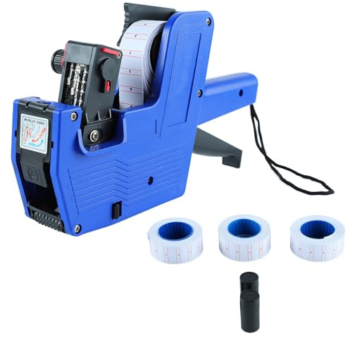 Yosoo Health Gear Numerischer 8-stelliger Preisauszeichner mit 3 Rollen Etikettenpapier, 2 Tintenrädern, Transparentem Druckauszeichner für Büro, Einzelhandelsgeschäft