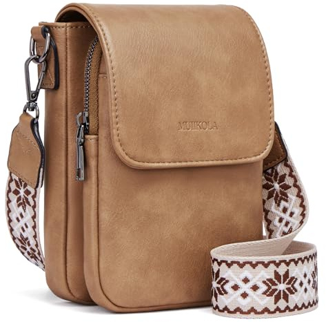 MUIIKOLA Handytasche zum Umhängen，RFID-Blockierung große Kapazität Handy Umhängetasche Damen Veganes Leder，Handytasche mit Geldbörse zum Umhängen，umhängetasche damen Breiter Gurt