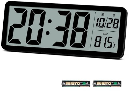 QINYUNE Digital LCD Wall Clock Easy to Set, 8.5 Inch LCD Screen with Time/Date/Temperature Display,Simple Digital Desk Clock with 12/24H for Bedroom Living Room Office Décor
