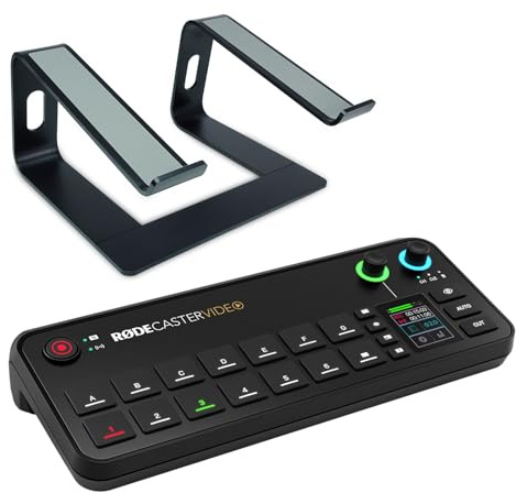 Rode Rodecaster Video Konsole für Audio- und Videoproduktion mit keepdrum Laptopständer Schwarz