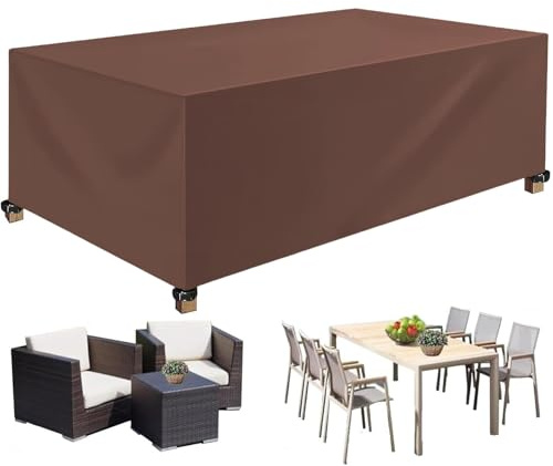 XUEQXUE Bache de Protection Exterieur 200 x 100 x 75 cm Housse Salon Jardin Table Extérieur, Imperméable, Indéchirable, 420D Oxford Tissu Housses, pour Tables,Chaise,Canapé, ‎Marron