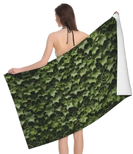 Pyjwyfmy Toalla de baño suave de microfibra con estampado de hiedra floral de 81 x 132 cm, toallas de secado rápido para cuerpo, deportes, yoga, spa, fitness