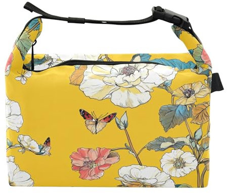 Wudan Süße Begonie Gelbe Lunchtasche Isoliert Auslaufsicher Mann Mittagessen Kühltasche für Gartenarbeiter