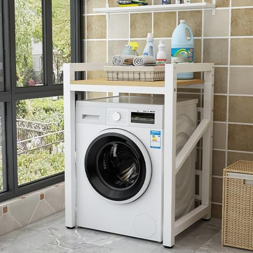 Altura Ajustable Mueble Lavadora Y Secadora Vertical Exterior,Armario De Lavadora De Tambor,Armario Lavadora Secadora,Estantería Lavadora,Kit De Apilamiento Para Lavadora,Para Entrada, Lavandería(Whit