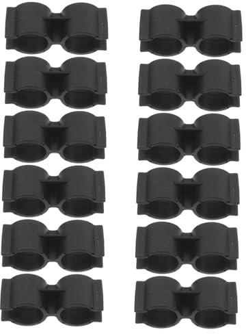 GALPADA 12pcs Black Double Port Plastic Pipe Clamps Butterfly Clip 25mm Double Pipe Connector Fasteners for Warehouse Supermarket Shelf Panel Chain Link Fence