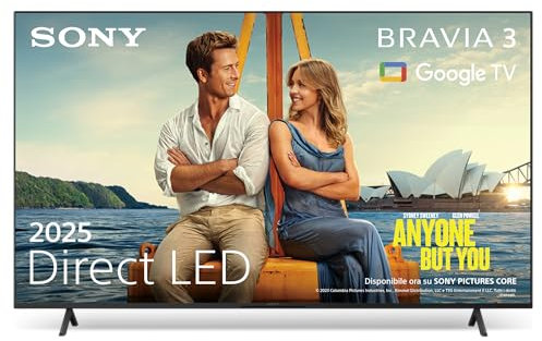 Sony BRAVIA 3, TV 43, Direct LED, Altavoz X-Balanced, Dolby Vision/Atmos, Google TV 2025, Apple AirPlay 2, Eco Dashboard 2, Menú del Juego 2, Smart TV, K43S32, Negro, Bravia 3​, 43 Inch