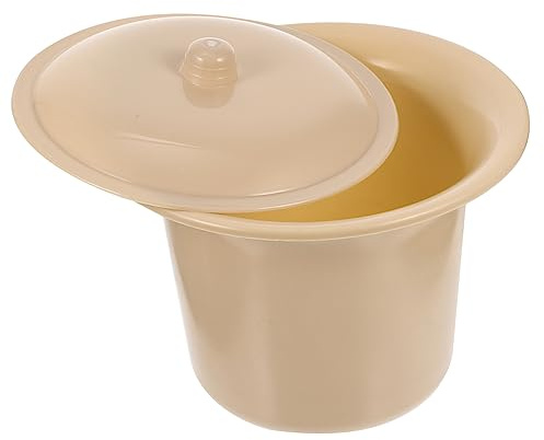 Orinal de Plástico con Tapa Reforzada Pp para Hogar, 1 Pieza | Diseño Grueso, Uso Familiar, Color Caqui, Apto para Adultos y Bebés, Accesorio Práctico