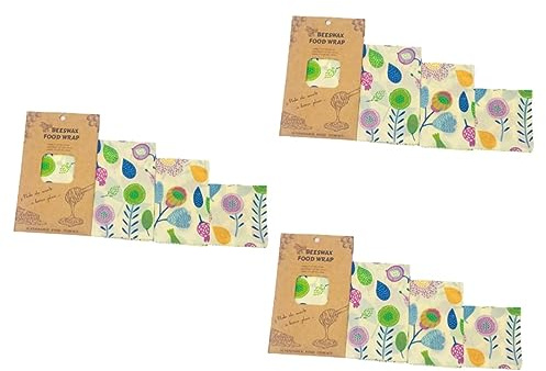 PACKOVE 9stücke Bienenwachstücher Bio-Baumwolle Wiederverwendbare Lebensmittelverpackungen Für Obst Käse Und Snacks Kreative Designs