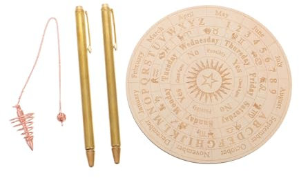 ULTECHNOVO Kit de Divination Utilisation Polyvalente pour Chasse aux Fantômes avec Baguettes en Cuivre et Planche à Pendule, Tapis en Bois et Pratiques Spirituelles
