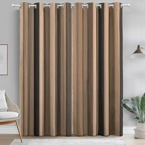 Cortinas Opacas, Shabby Chic Listones Verticales De Madera Impresas Marrón Reducción del Ruido Cortinas, 117An x 183Al cm (2 Paneles) Aislamiento térmico Cortina para Dormitorio Sal