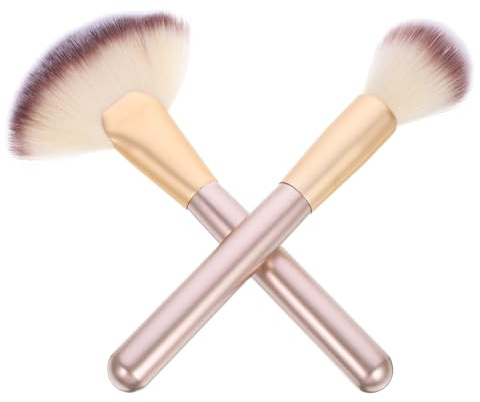 HONITANO Pinceaux à Maquillage Poudre Visage 2 Pièces Grand Éventail pour Highlighter Blush Usage Professionnel et Débutants Usage Voyage