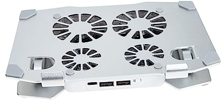 HIAKDOFT Supporto Laptop Regolabile con Ventole Silenziose Base Raffreddamento PC Portatile con Doppia Porta USB e Rotazione Ergonomico per Scrivania Tensione e Schiena