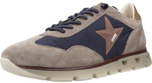 Cetti - Zapato Casual de Piel y Textil, Deportivo Informal con cordón elástico, Suela Alta de Goma, para: Hombre Color: Navy Talla:44