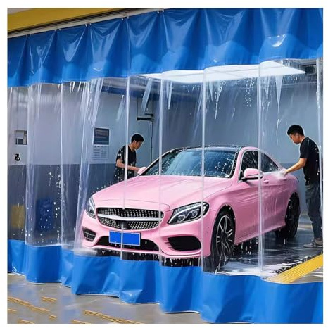 Rideaux De Séparation pour Garage, Rideau De Porte Transparent Et Imperméable, Rouleau Rapide Et Facile À Nettoyer, Divisez Rapidement Les Zones De Travail(2.4x2.8m/7.9x9.2ft)