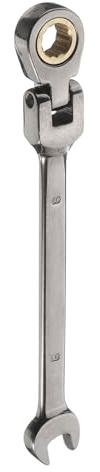 QUARKZMAN Llave Combinada De Trinquete Con Cabezal Flexible 8mm Métrica 72 Dientes Acero CR-V Niquelado Extremo Abierto Llave De Trinquete Engranaje Para Tornillos Tuerca Perno