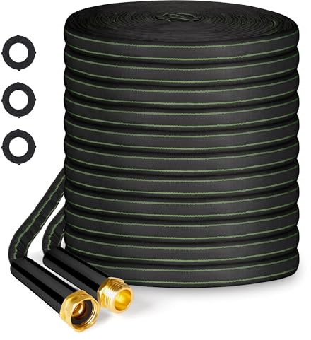 Garden Hose 25ft Flexible Water Hose Non-Expandable High Pressure Kink-Free Leakproof Durable Portable Lightweight Outdoor Yard Lawn Black Fabric Watering Hose with 3/4 Aluminum Fittings