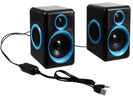 DOITOOL Lot de 2 Mini Haut-parleurs D'ordinateur de Bureau et Portable, USB 2.0, Compact et Léger, Alimentation DC 5v, Haut-parleurs Multimédias pour Usage Domestique et Bureau