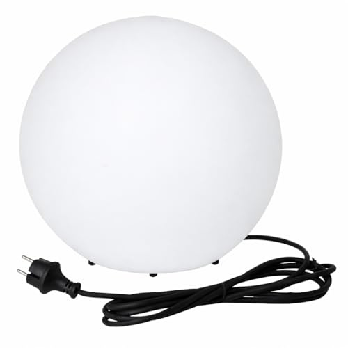 LightLogic Kugellampen für Außen 30 cm Weiß IP65, Garten Kugelleuchte E27 ohne Leuchtmittel, Wetterfest mit 3 m Kabel, Leuchtkugel Outdoor LL BELO