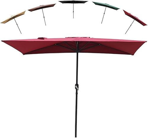 Parasol de terrasse, demi-parasol d'extérieur, 1/2 parasol mural rectangulaire, petit balcon, ventilé avec manivelle(Red)