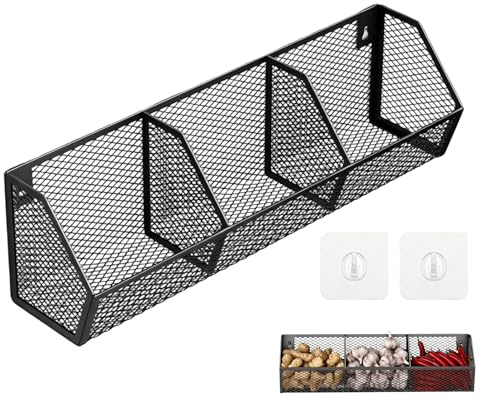 Storage Basket Storage Basket Black Large Metal Wire Baskets | Metal Adhesive Drilling Wall Mounted Organiser for Shower Toiletries Kitchen Spices Fruit Pantry Items