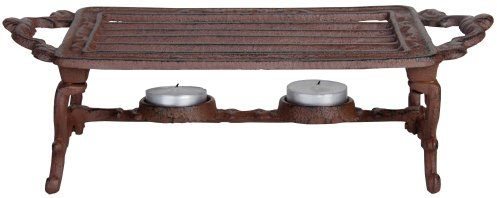 Esschert Design Stövchen, Warmhalteplatte im antik Design, 2 Teelichter, aus Gusseisen, in braun, ca. 31 cm x 13 cm x 9,4 cm