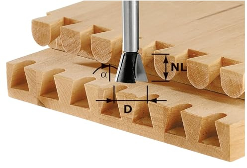Festool Grat-/Zinkenfräser HS S8 D20 - Schwalbenschwanzfräser 15° | Schnittlänge 17 mm, Gesamtlänge 49 mm - kompatibel mit Schablone SZ 20 und Verbindungssystem VS 600