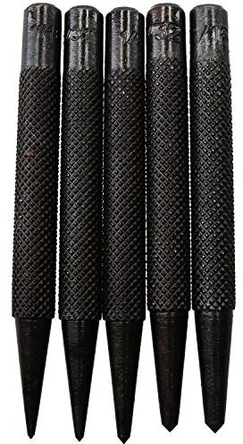 5pc Steel Centre Punch Metal Nail Brads Dot Starter Marking Set 1/16 - 3/16