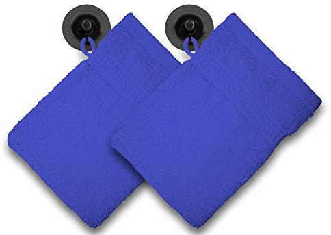 one-home 2er Set Waschhandschuhe Waschlappen royal blau 16x21 cm Frottee Baumwolle