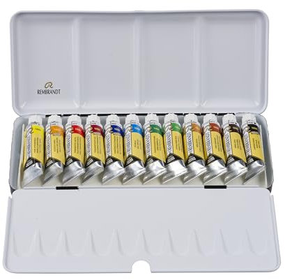 Rembrandt Profi-Aquarellfarben-Set in luxuriöser Metalldose | 12 monopigmentierte Farben in Tuben (10 ml)