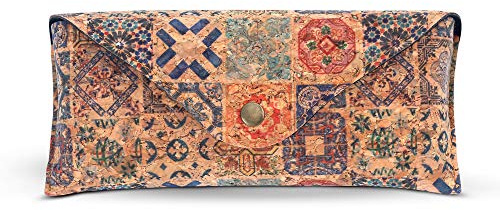 Flanacom Boho Brillenetui Hardcase aus Kork - Designer Damen Brillen-Tasche Brillen-Hülle Hartschale für Sonnenbrille und Lesebrille - Ethno Brillen-Aufbewahrung (Etui Tasche)