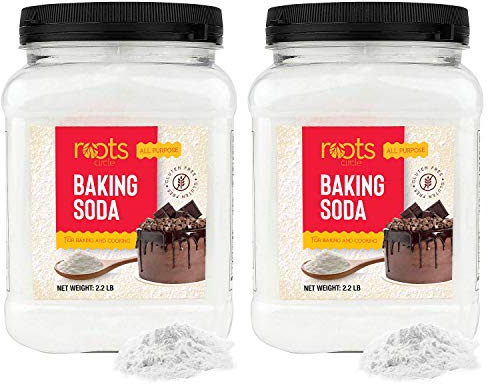 Roots Circle Baking Soda Bulk | 2 x 35.2oz Large Airtight Container | Pure Sodium Bicarbonate for Cooking, Baking, Cleaning, Laundry, Deodorizing, Gardening | Gluten Free, All-Natural Food Grade