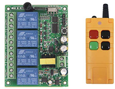Télécommande sans fil 4 canaux 220 V AC - Interrupteur de lumière sans fil - Contrôle du moteur pour volets roulants, treuil d'ancrage, porte de garage, grue - Régulateur de 200 m