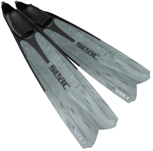 SEAC Shout, Pinne Lunghe per Pesca Sub, apnea e Immersioni Unisex Adulto, Grigio, 36/38