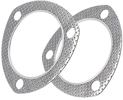 The Lord of the Tools 2pcs 3inch Exhaust Gasket Exhaust Pipe Metal Gasket with Reinforced Ring 3 Bolt Flange for Headers Catback Axleback
