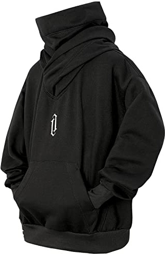 Eocicvvi Sudaderas Hombres Cuello Alto Suéter con Capucha Jersey Forro Polar de Manga Larga para Hombre Otoño Invierno(Negro,XL)
