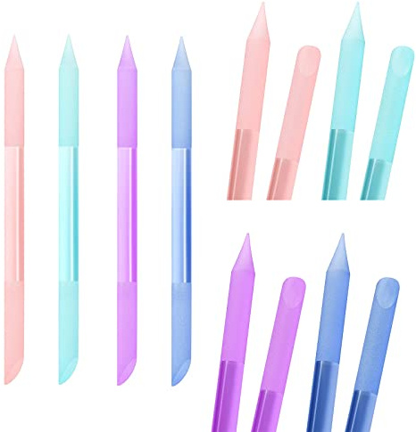 4Pcs Glass Cuticle Pusher, heemeei Dual-Ended Manicure Stick, Crystal Cuticle Pusher Glass File, Professional Precision Filing Cuticle Remover, Manicure Pedicure Tools for Nails and Cuticles Care…