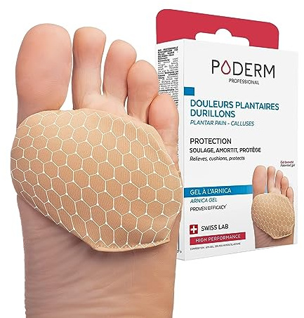 PODERM - BALLENPOLSTER VORFUSS - HÜHNERAUGEN/PLANTARSCHMERZEN SCHUTZ - Polster und beugt Schwielen vor – 100% natürliche Wirkstoffe – Swiss Lab