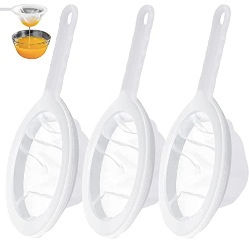 3 Stück Feinmaschiges Sieb, 100/200/400 Mesh Passiersieb mit Griffen Likörfilter Nylon Plastiksieb Feines Sieb küche Reissieb Passiertuch Küchensieb Fein für Filterung von Saft Wein Milch